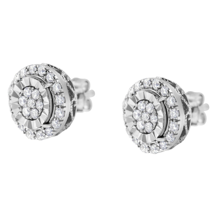 Aretes de racimo con diamantes de 1 ct. p.t. en plata de ley, foto 4