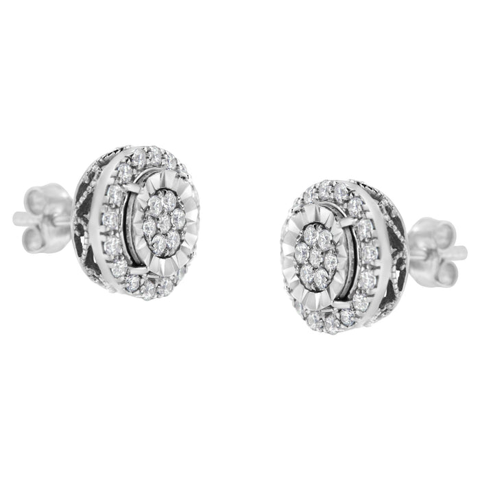Aretes de racimo con diamantes de 1 ct. p.t. en plata de ley, foto 5