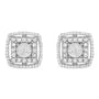 1 Ct. T.W. Round Diamond Double Halo and Disc Stud Earrings in Sterling Silver, photo 1