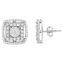 1 Ct. T.W. Round Diamond Double Halo and Disc Stud Earrings in Sterling Silver, photo 2