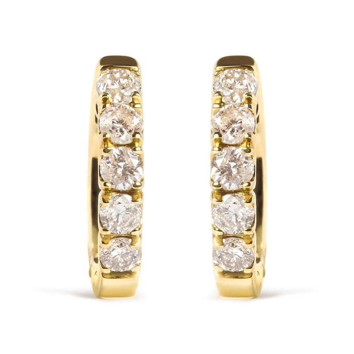 Aretes de aro con 10 diamantes redondos de 1/2 ct. p.t. en oro amarillo de 10K, foto 2