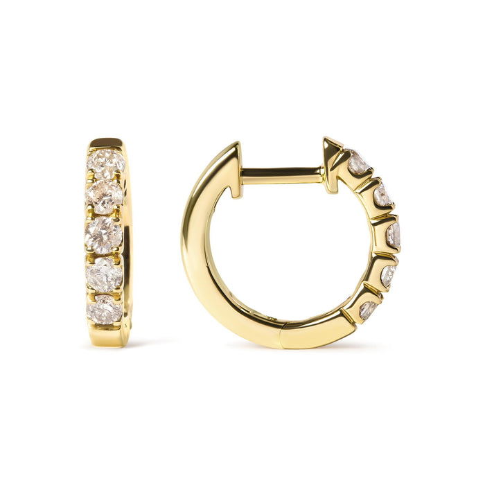 Aretes de aro con 10 diamantes redondos de 1/2 ct. p.t. en oro amarillo de 10K, foto 4