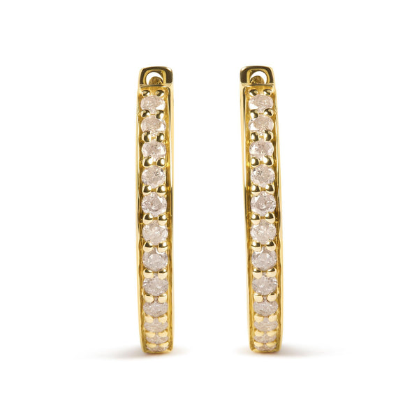 1/2 Ct. T.W. Round-Cut Diamond 24 Stone Hoop Earrings in 10K Yellow Gold, photo 1