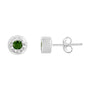 Aretes de botón Miracle-Set con diamantes verdes tratados redondos talla brillante de 1/5 ct. p.t. en plata de ley, foto 2