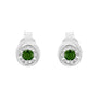 Aretes de botón Miracle-Set con diamantes verdes tratados redondos talla brillante de 1/5 ct. p.t. en plata de ley, foto 4