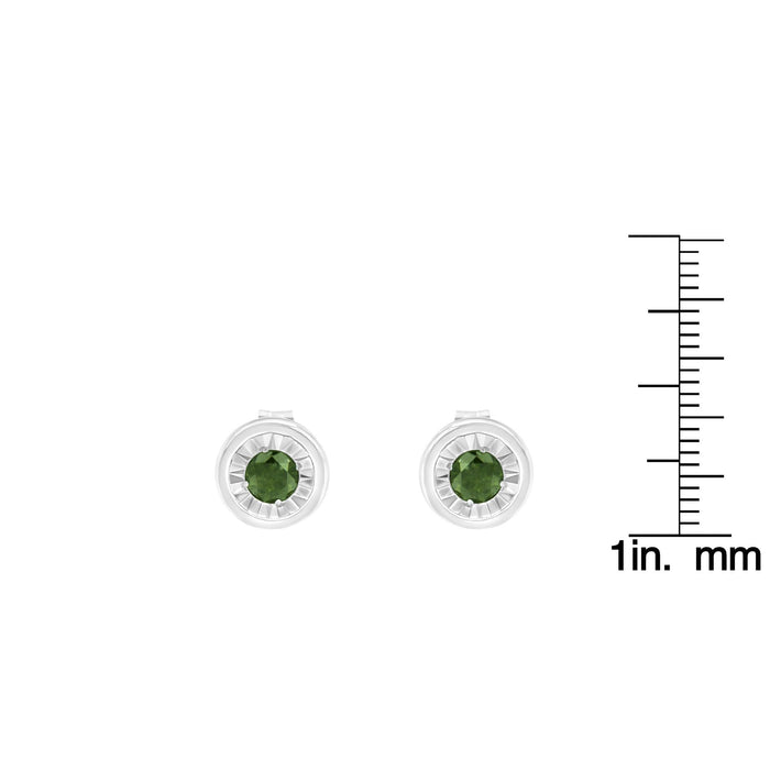 1/4 Ct. T.W. Round Brilliant-Cut Treated Green Diamond Miracle-Set Stud Earrings in Sterling Silver, photo 6