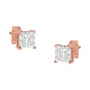 Aretes de diamantes casi incoloros talla princesa de 1/2 ct. p.t. en plata de ley de dos tonos bañada en oro rosa de 14K, foto 1