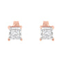 Aretes de diamantes casi incoloros talla princesa de 1/2 ct. p.t. en plata de ley de dos tonos bañada en oro rosa de 14K, foto 4