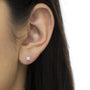 Aretes de diamantes casi incoloros talla princesa de 1/2 ct. p.t. en plata de ley de dos tonos bañada en oro rosa de 14K, foto 3