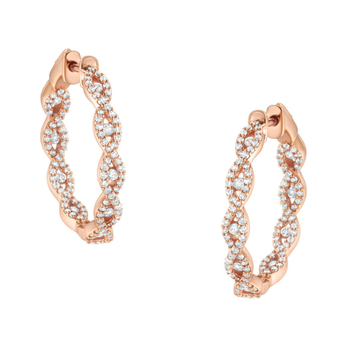 1 Ct. T.W. Diamond Hoop Earrings in 10K Rose Gold, photo 1