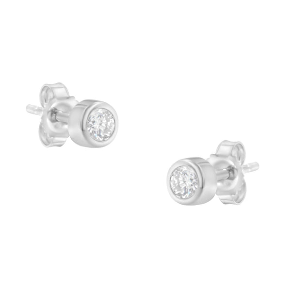 1/5 Ct. T.W. Round Brilliant-Cut Near Colorless Diamond Bezel-Set Stud Earrings in 10K Gold, photo 2
