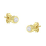 Aretes de botón de bisel con diamantes redondos casi incoloros de 1/5 ct. p.t. en oro de 10K, foto 1