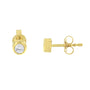 Aretes de botón de bisel con diamantes redondos casi incoloros de 1/5 ct. p.t. en oro de 10K, foto 3