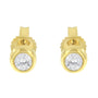 Aretes de botón de bisel con diamantes redondos casi incoloros de 1/5 ct. p.t. en oro de 10K, foto 7
