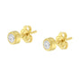 Aretes de botón de bisel con diamantes redondos casi incoloros de 1/5 ct. p.t. en oro de 10K, foto 9