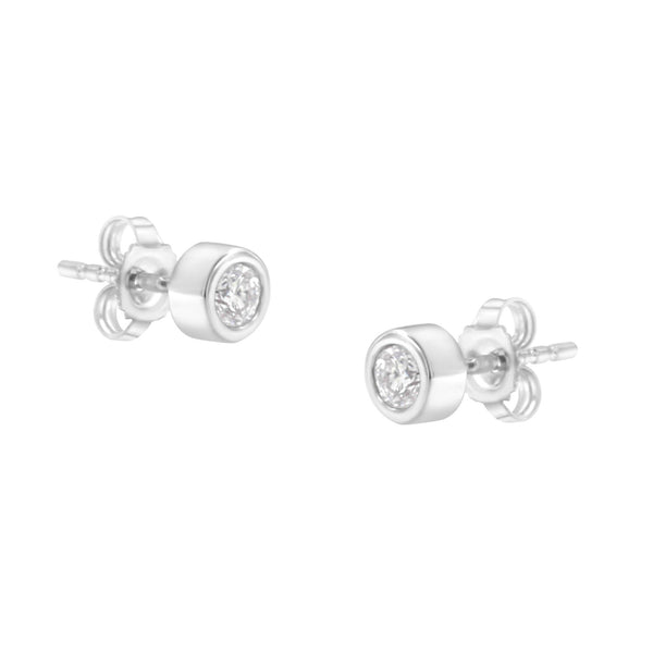 1/4 Ct. T.W. Round Brilliant-Cut Near Colorless Diamond Bezel-Set Stud Earrings in 10K Gold, photo 2