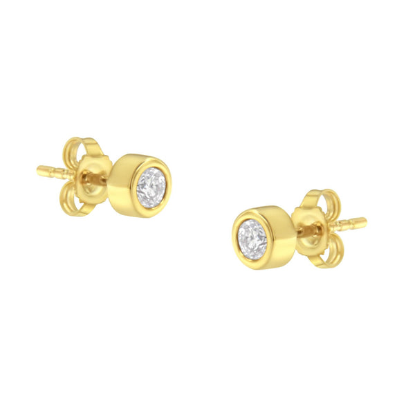1/4 Ct. T.W. Round Brilliant-Cut Near Colorless Diamond Bezel-Set Stud Earrings in 10K Gold, photo 1