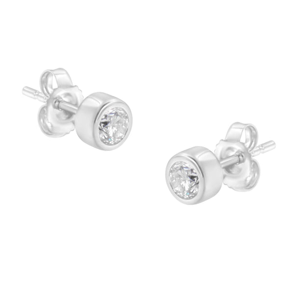 0.30 Ct. T.W. Round Brilliant-Cut Near Colorless Diamond Bezel-Set Stud Earrings in 10K Gold, photo 2