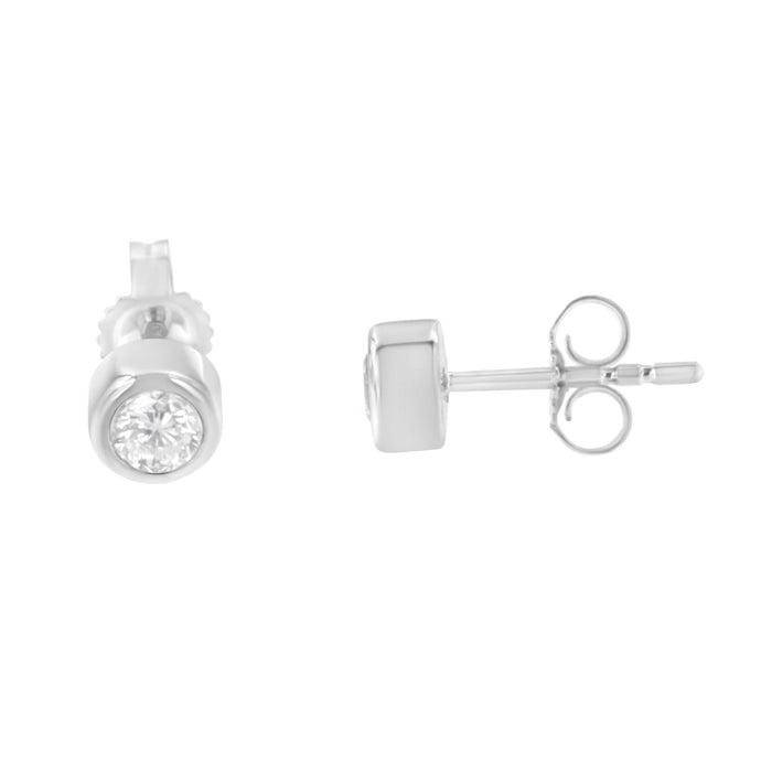 0.30 Ct. T.W. Round Brilliant-Cut Near Colorless Diamond Bezel-Set Stud Earrings in 10K Gold, photo 4
