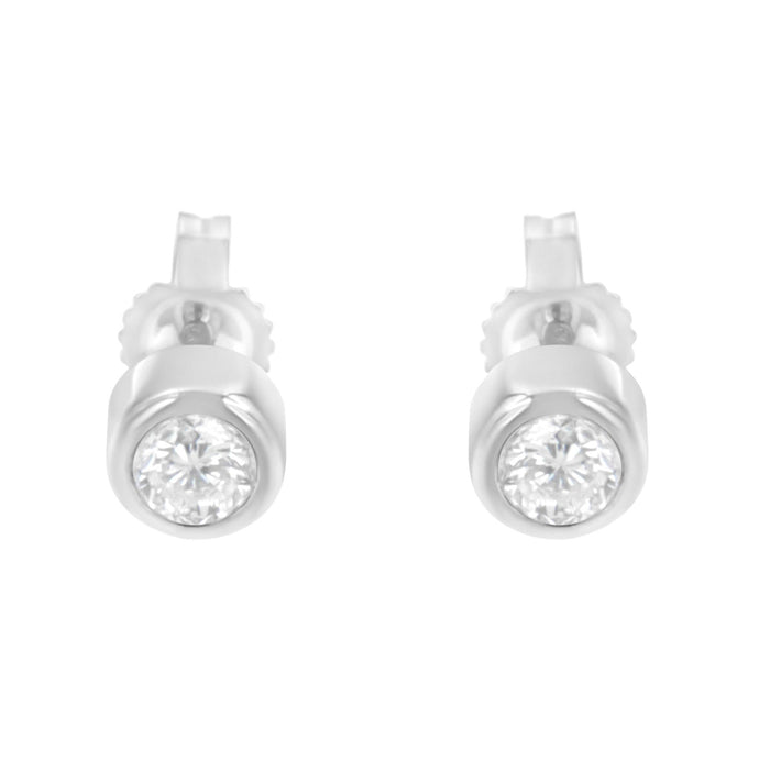 0.30 Ct. T.W. Round Brilliant-Cut Near Colorless Diamond Bezel-Set Stud Earrings in 10K Gold, photo 8