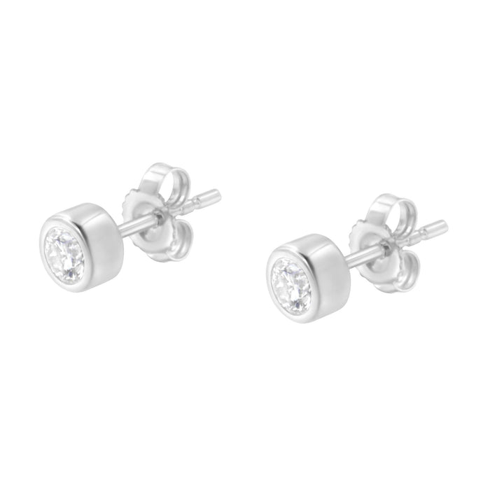 0.30 Ct. T.W. Round Brilliant-Cut Near Colorless Diamond Bezel-Set Stud Earrings in 10K Gold, photo 10