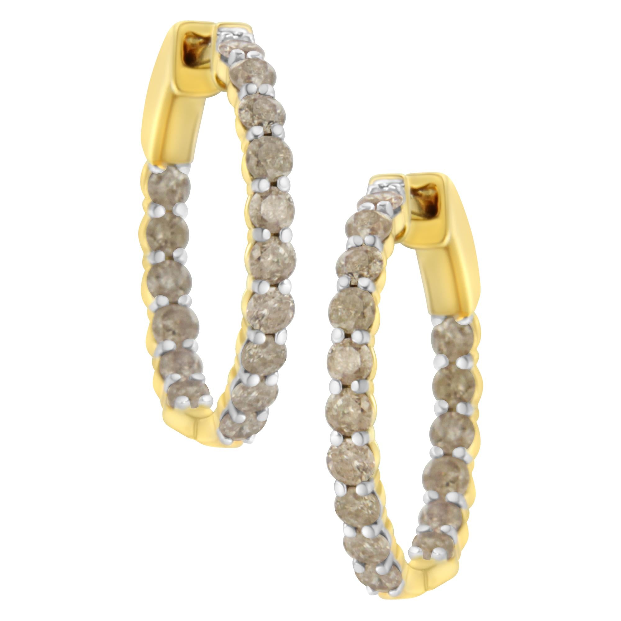 2 Ct. T.W. Diamond Hoop Earrings in 10K Yellow Gold-Plated Sterling Silver, photo 1