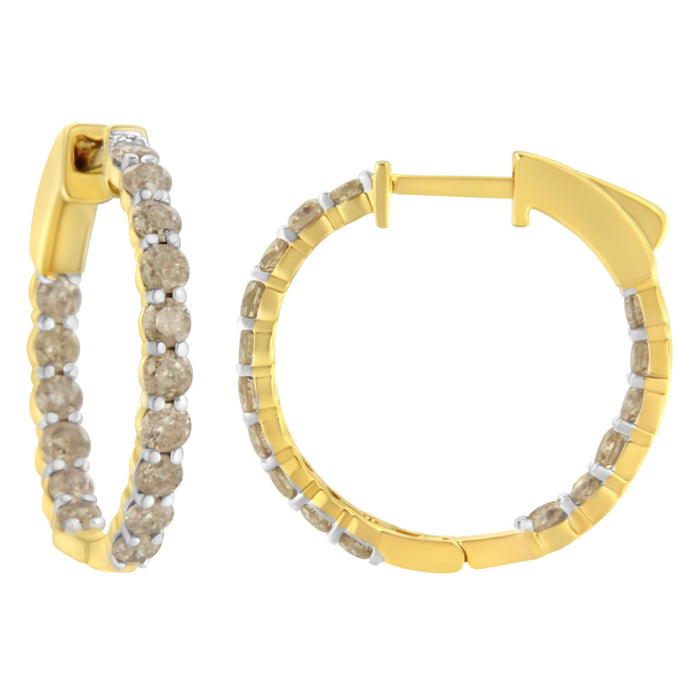 2 Ct. T.W. Diamond Hoop Earrings in 10K Yellow Gold-Plated Sterling Silver, photo 2