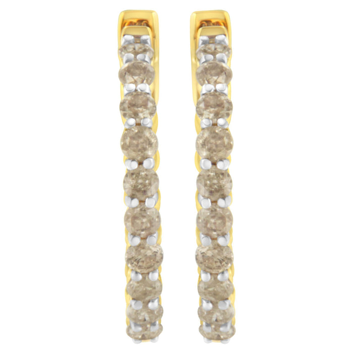 2 Ct. T.W. Diamond Hoop Earrings in 10K Yellow Gold-Plated Sterling Silver, photo 4