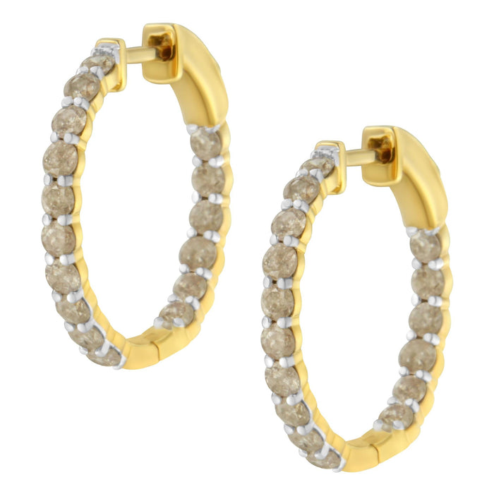2 Ct. T.W. Diamond Hoop Earrings in 10K Yellow Gold-Plated Sterling Silver, photo 5