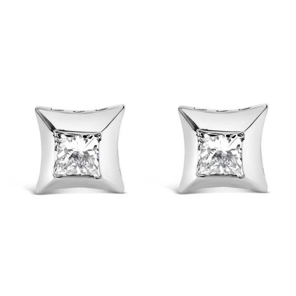 1/2 Ct. T.W. Invisible-Set Princess-Cut Diamond Stud Earrings in 10K White Gold, photo 1