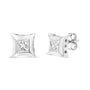 Aretes de botón estilo engaste invisible con diamantes talla princesa de 1/3 ct. p.t. en oro blanco de 10K, foto 1