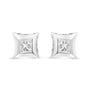 Aretes de botón estilo engaste invisible con diamantes talla princesa de 1/3 ct. p.t. en oro blanco de 10K, foto 2