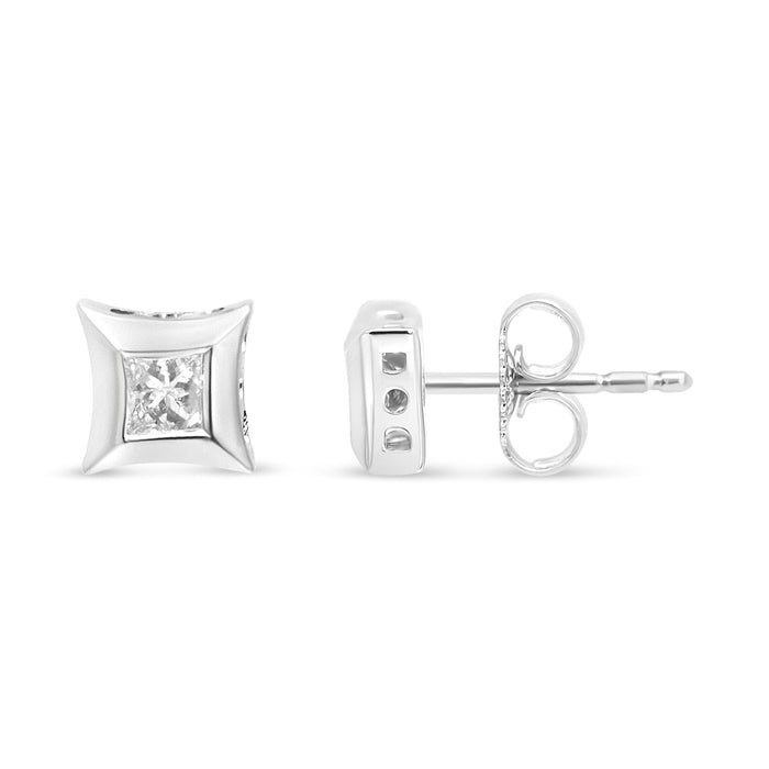 1/3 Ct. T.W. Princess-Cut Diamond Square Stud Earrings in Sterling Silver, photo 4