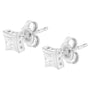 Aretes de botón estilo engaste invisible con diamantes talla princesa de 1/3 ct. p.t. en oro blanco de 10K, foto 5