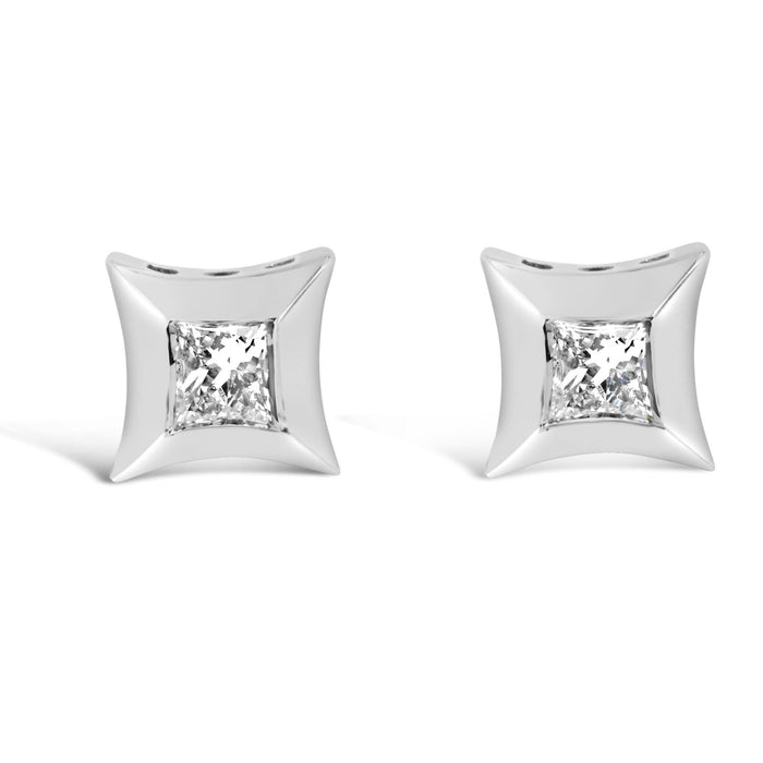 1/5 Ct. T.W. Invisible-Set Princess-Cut Diamond Stud Earrings in 10K Gold, photo 2