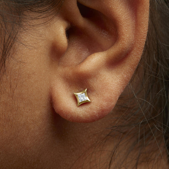 1/5 Ct. T.W. Invisible-Set Princess-Cut Diamond Stud Earrings in 10K Gold, photo 5