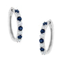 Aretes de aro con zafiro de 2.5 mm y diamantes de 1/2 ct. p.t. en oro blanco de 10K, foto 2