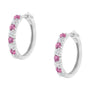 Aretes de aro con zafiro de 2.5 mm y diamantes de 1/2 ct. p.t. en oro blanco de 10K, foto 9