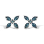 Aretes florales con diamantes azules de 1/3 ct. p.t. en plata de ley, foto 1