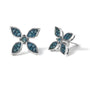 Aretes florales con diamantes azules de 1/3 ct. p.t. en plata de ley, foto 2