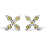 Yellow Treated Diamond Accent Floral Stud Earrings in Sterling Silver, photo 1