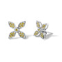 Yellow Treated Diamond Accent Floral Stud Earrings in Sterling Silver, photo 2
