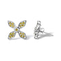 Yellow Treated Diamond Accent Floral Stud Earrings in Sterling Silver, photo 4