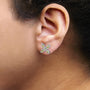 Yellow Treated Diamond Accent Floral Stud Earrings in Sterling Silver, photo 3