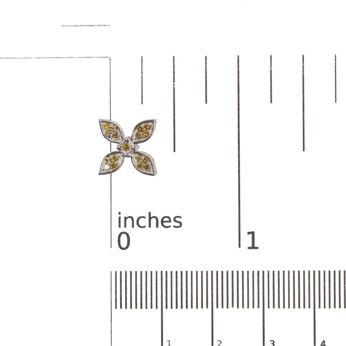 Yellow Treated Diamond Accent Floral Stud Earrings in Sterling Silver, photo 5