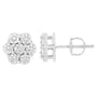 Aretes de botón de racimo floral con 7 diamantes de 0.75 a 1.01 ct. p.t. y cierres de rosca en oro blanco de 14K, foto 3