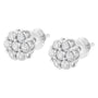 Aretes de botón de racimo floral con 7 diamantes de 0.75 a 1.01 ct. p.t. y cierres de rosca en oro blanco de 14K, foto 7