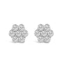 Aretes de botón de racimo floral con 7 diamantes de 0.75 a 1.01 ct. p.t. y cierres de rosca en oro blanco de 14K, foto 2