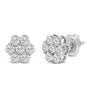 Aretes de botón de racimo floral con 7 diamantes de 0.75 a 1.01 ct. p.t. y cierres de rosca en oro blanco de 14K, foto 4