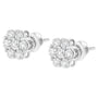 Aretes de botón de racimo floral con 7 diamantes de 0.75 a 1.01 ct. p.t. y cierres de rosca en oro blanco de 14K, foto 10